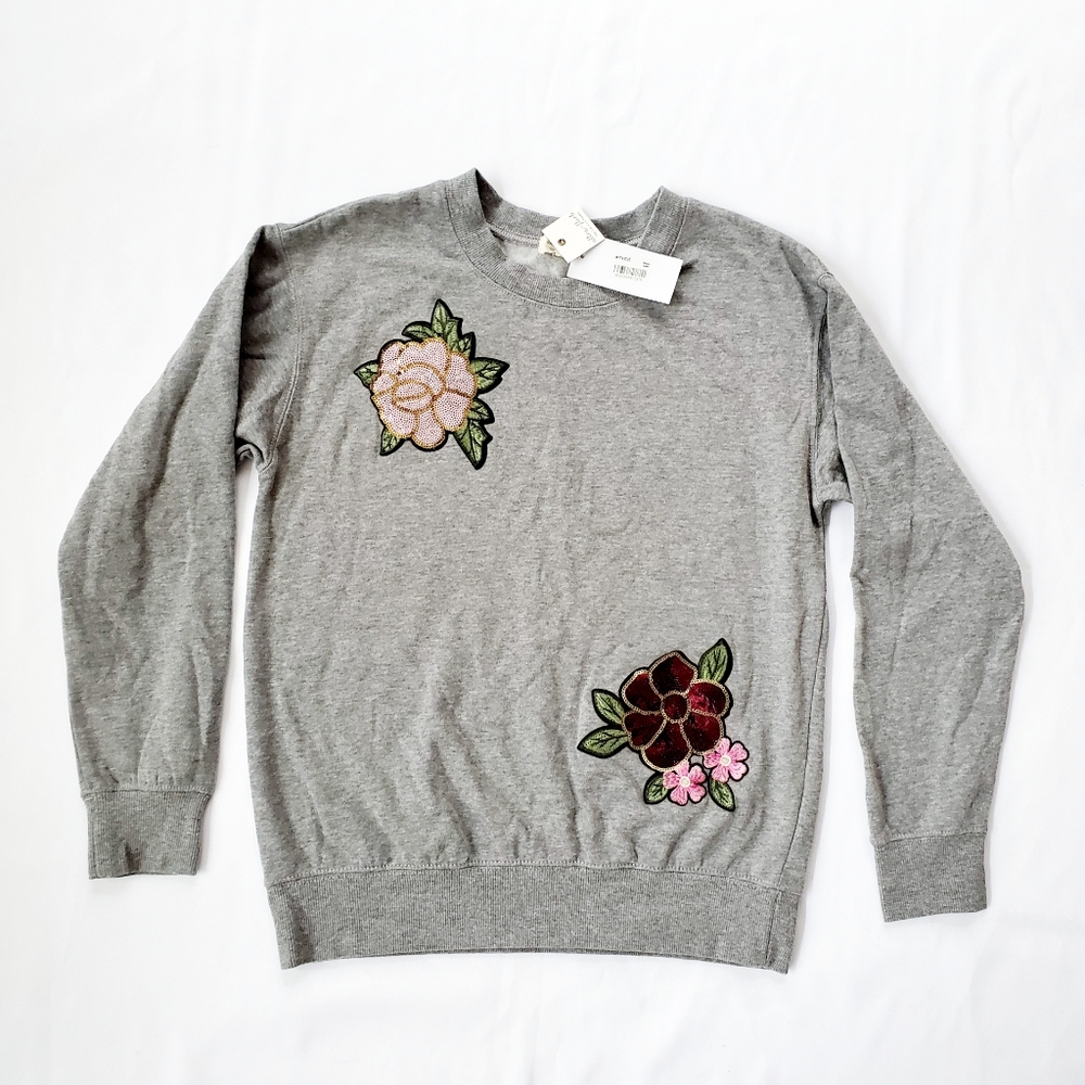 NWT Ultra Flirt Sequin Flowers Sweatshirt